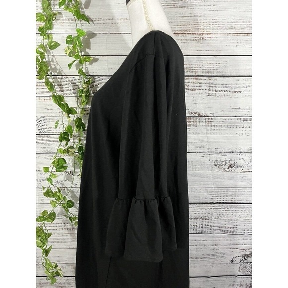 Bryn Walker Top Tunic Oversized Small Large Black Jersey Lagenlook Ruffle Sleeve - Picture 8 of 10